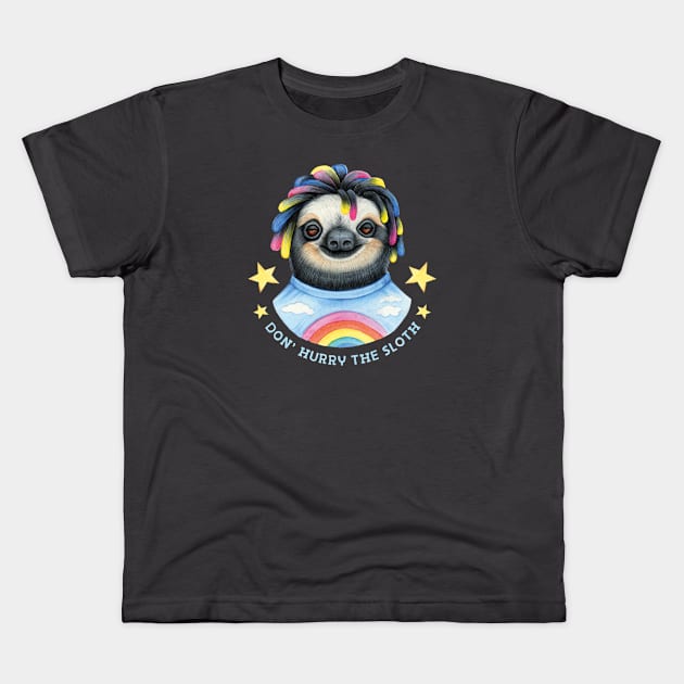 Watercolor Don Hurry the sloth Kids T-Shirt by fears